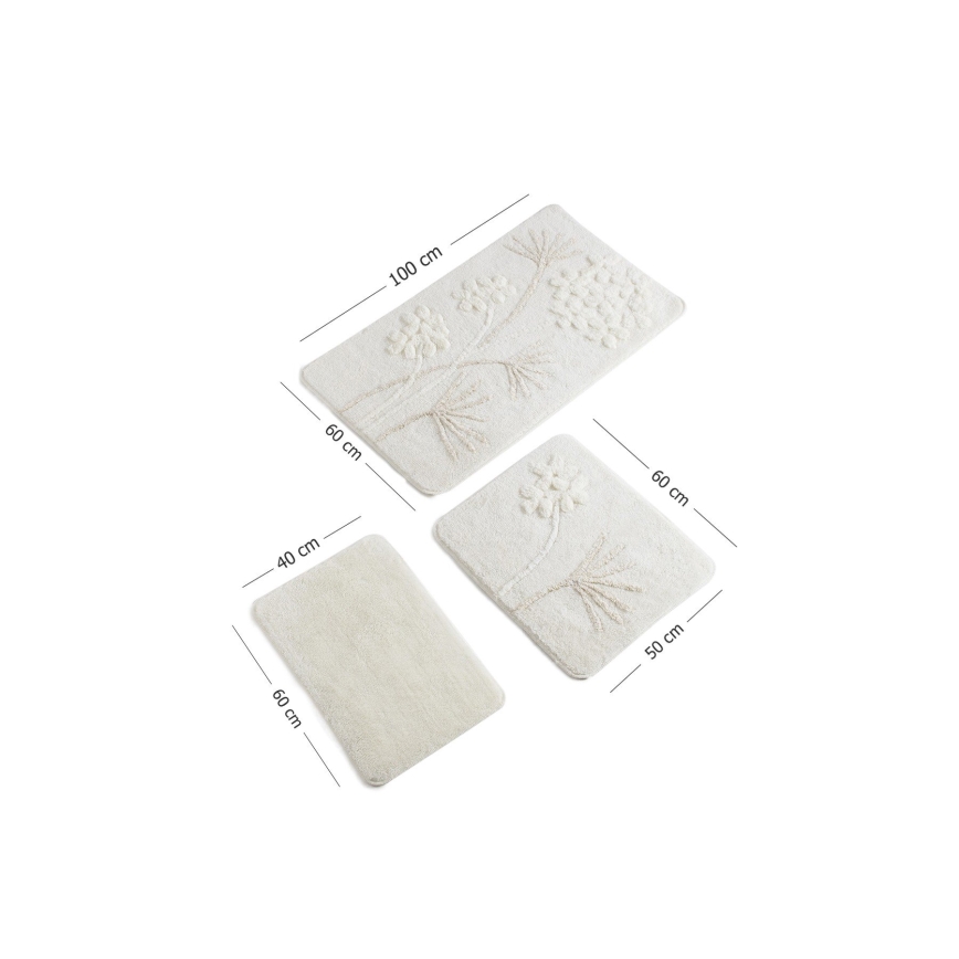 SET 3x Badezimmermatte ORKIDE 60/60/100 cm beige
