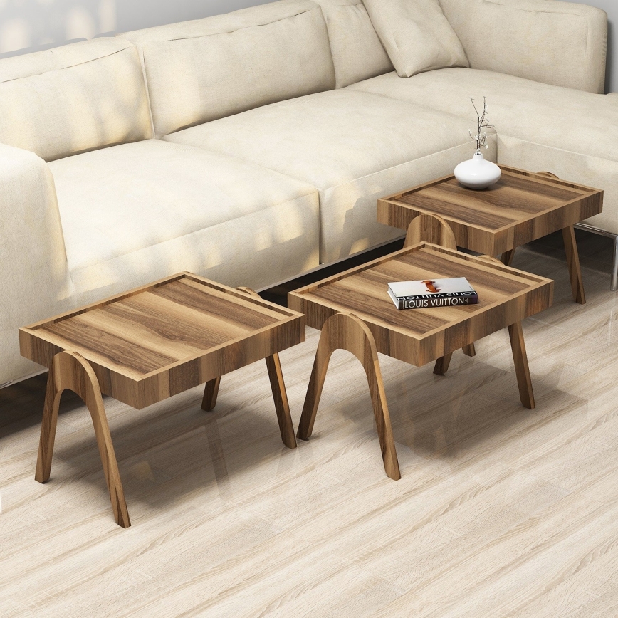 SET 3x Beistelltisch 41x53,6 cm ROMA braun