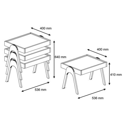 SET 3x Beistelltisch 41x53,6 cm ROMA braun