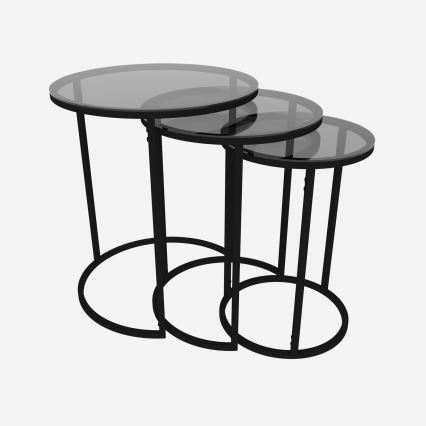 SET 3x Beistelltisch ALYA d 34/42/50 cm schwarz