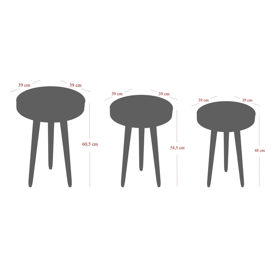 SET 3x Beistelltisch CALL schwarz