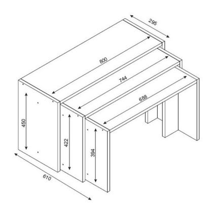 SET 3x Beistelltisch CANGO weiß/braun