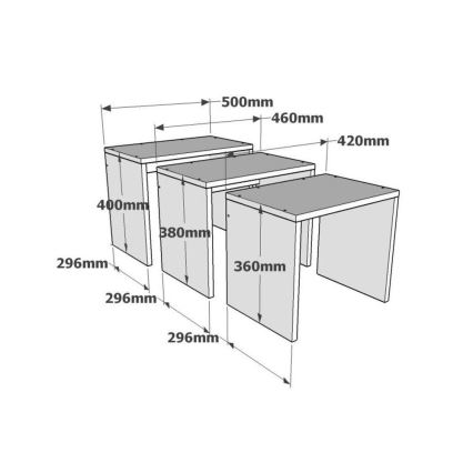 SET 3x Beistelltisch GUL braun/weiß/grau