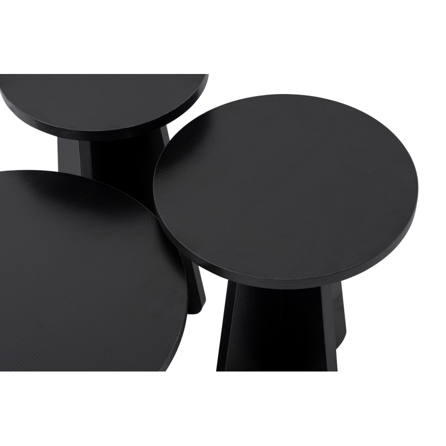 SET 3x Beistelltisch LUME Ø 28/33/43 cm schwarz