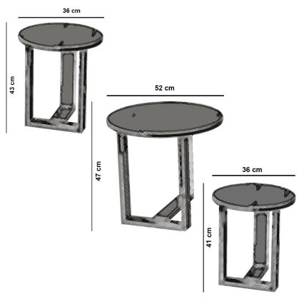 SET 3x Beistelltisch MIRA braun