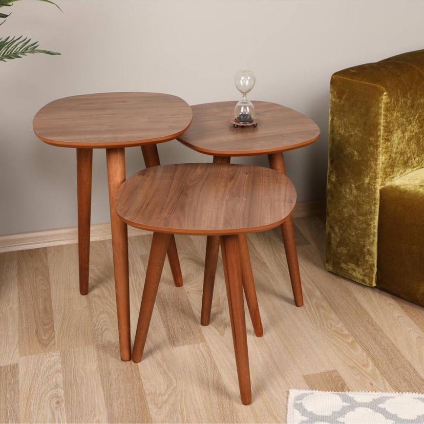 SET 3x Beistelltisch TYN braun
