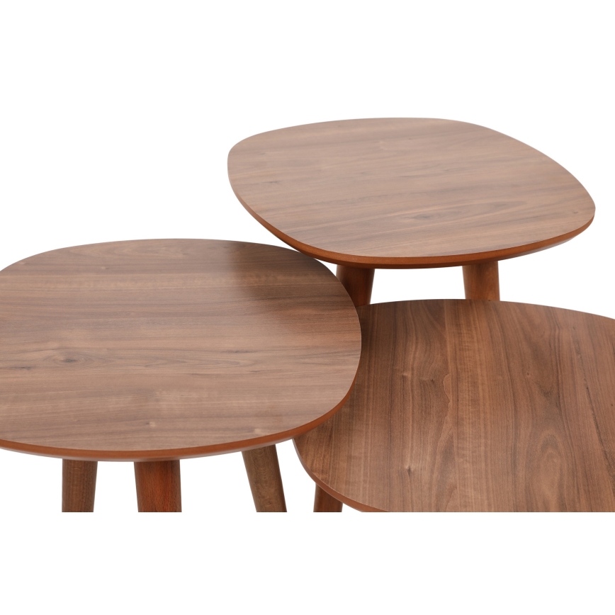 SET 3x Beistelltisch TYN braun