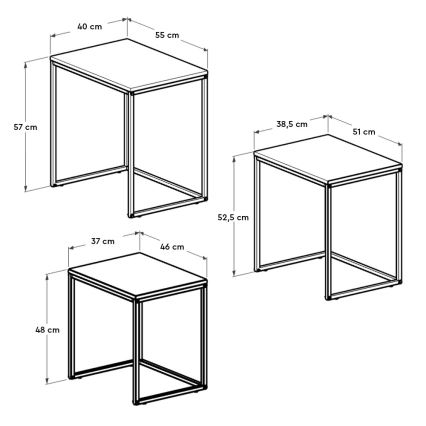 SET 3x Couchtisch braun