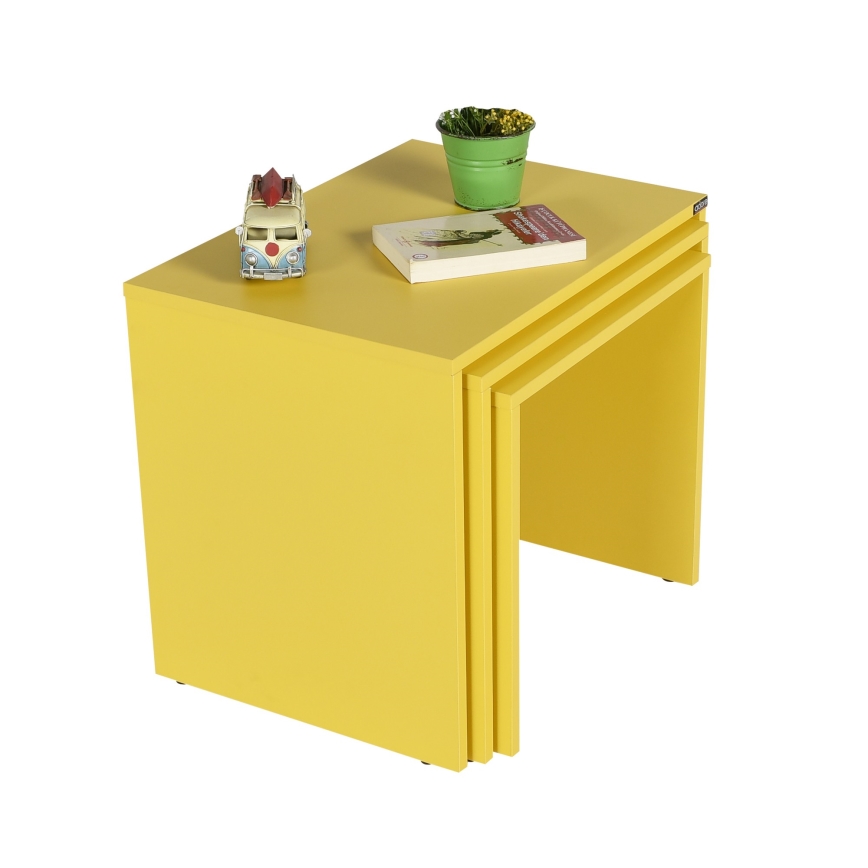 SET 3x Couchtisch gelb