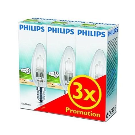 SET 3x dimmbare Halogenglühbirne Philips E14/28W/230V