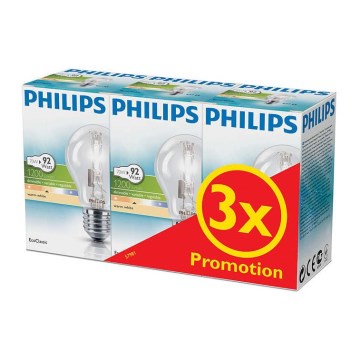 SET 3x dimmbare Halogenglühbirne Philips E27/70W/230V