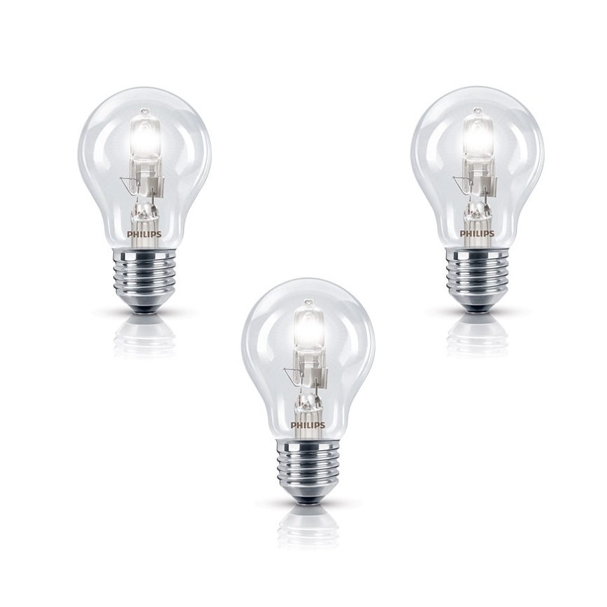 SET 3x dimmbare Halogenglühbirne E27/70W/230V - Philips