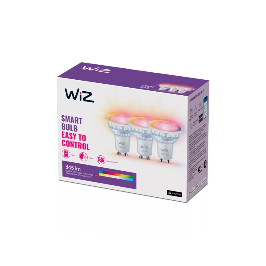 SET 3x Dimmbare LED-RGBW-Lampe PAR16 GU10/4,7W/230V 2200-6500K Wi-Fi - WiZ