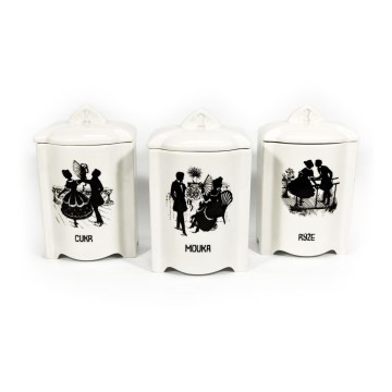 Set 3x Keramik-Gewürzglas Rokoko weiß
