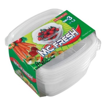 SET 3x Lebensmittelbehälter 1,2 l transparent