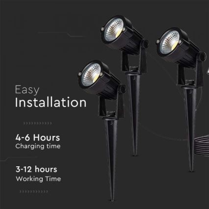 SET 3x LED Außen-Solarleuchte 3xLED/1,2W/3,7V IP65 3000K 4000 mAh