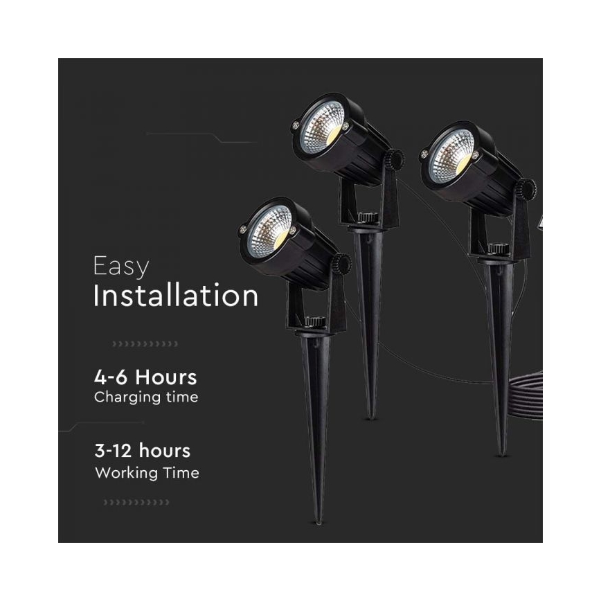 SET 3x LED Außen-Solarleuchte 3xLED/1,2W/3,7V IP65 3000K 4000 mAh