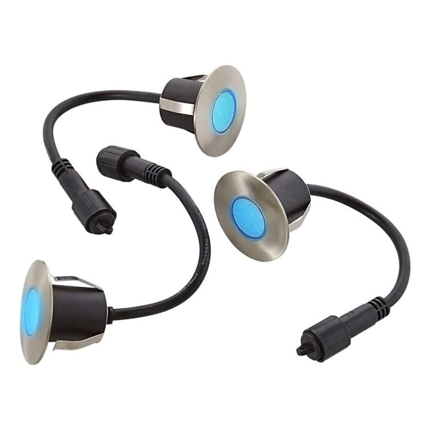 SET 3x LED-Einbauleuchte für den Außenbereich EASY CONNECT LED/1,2W/230V blau IP67