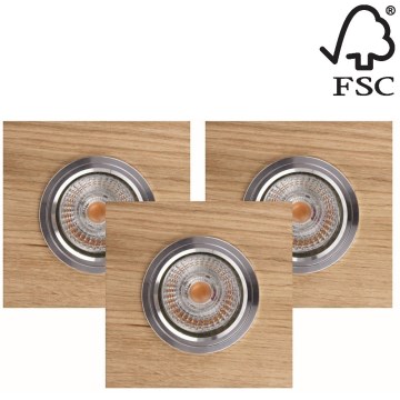 SET 3x LED-Einbauleuchte VITAR 1xGU10/5W/230V CRI 90 Eiche – FSC-zertifiziert
