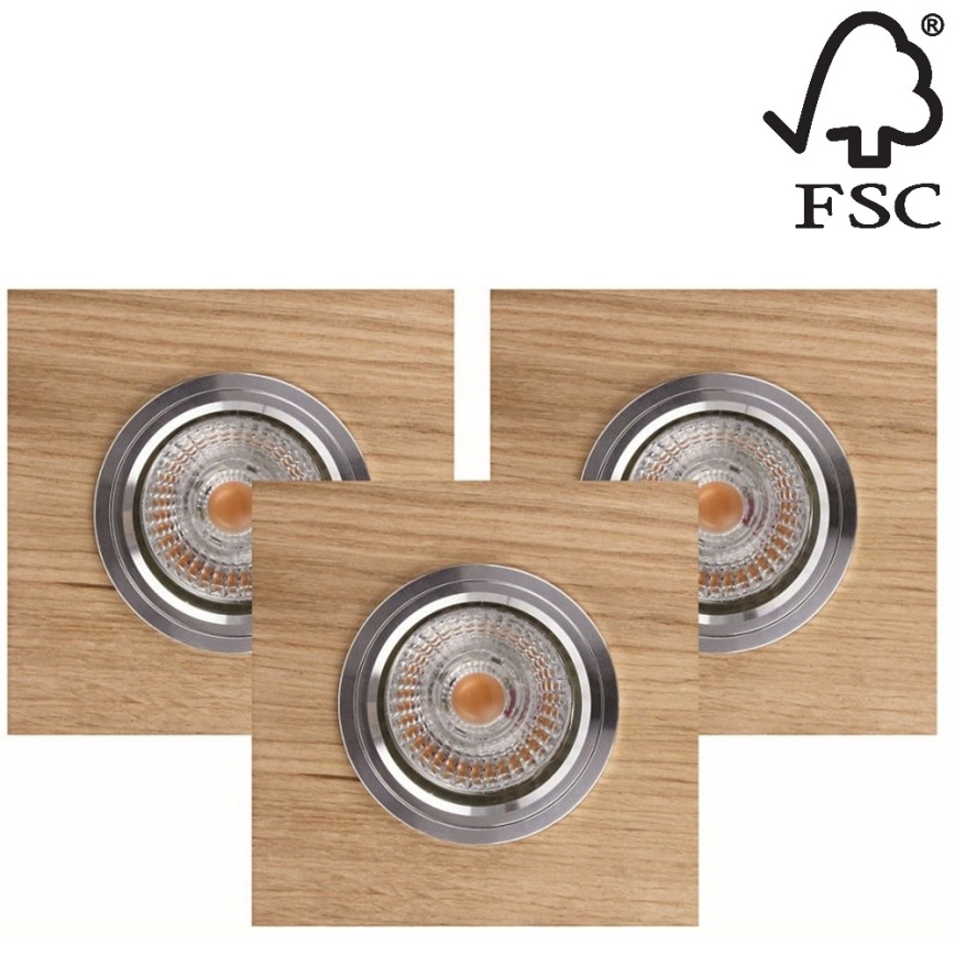SET 3x LED-Einbauleuchte VITAR 1xGU10/5W/230V CRI 90 Eiche – FSC-zertifiziert