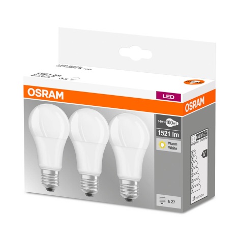 SET 3x LED Glühbirne A60 E27/13W/230V 2700K - Osram