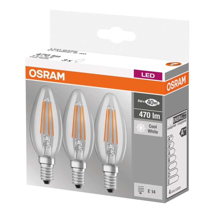 SET 3x LED Glühbirne BASE B40 E14/4W/230V 4000K – Osram