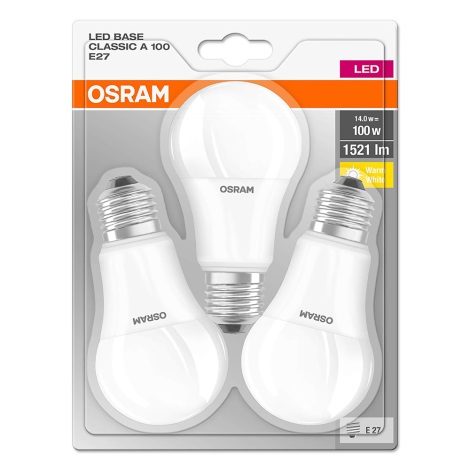 SET 3x LED Glühbirne E27/14W/230V 2700K - Osram