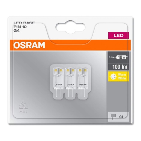 SET 3x LED Glühbirne G4/0,9W/12V 2700K - Osram