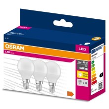 SET 3x LED-Glühbirne P45 E14/4,9W/230V 3000K - Osram