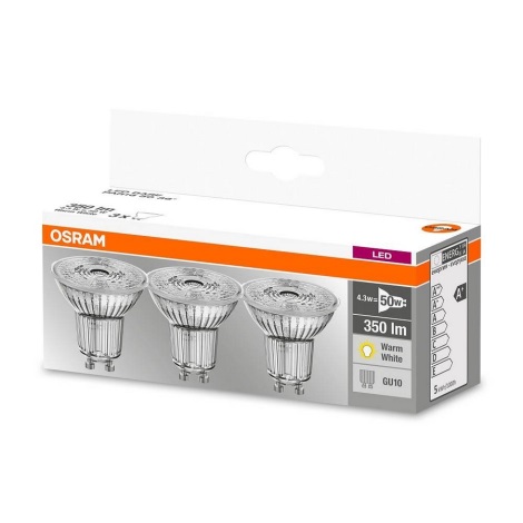 SET 3x LED-Glühbirne PAR16 GU10/4,3W/230V 2700K - Osram