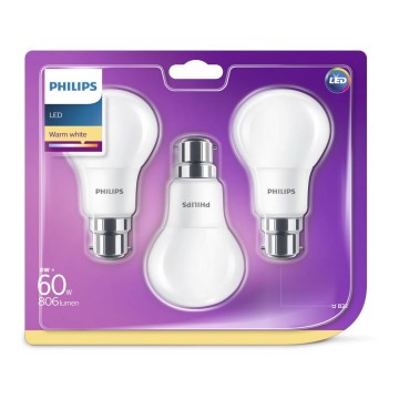 SET 3x LED-Glühbirne Philips B22/8W/230V 2700K