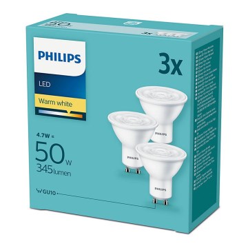 SET 3x LED Glühbirne Philips GU10/4,7W/230V 2700K