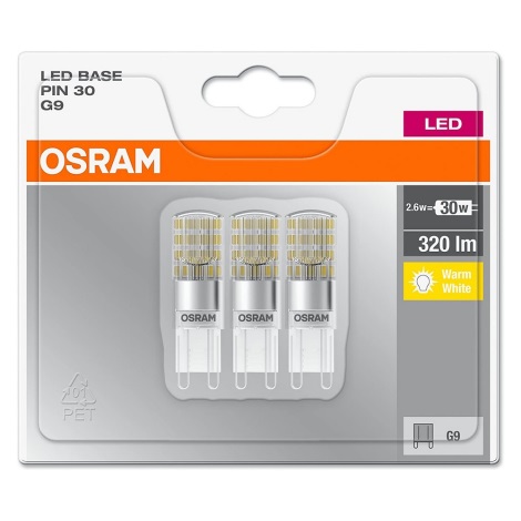 SET 3x LED Glühbirne PIN G9/2,6W/230V 2700K - Osram