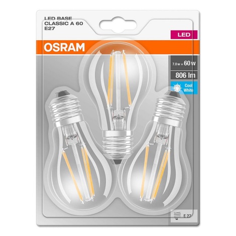 SET 3x LED Glühbirne VINTAGE A60 E27/7W/230V 4000K - Osram