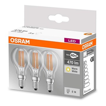 SET 3x LED Glühbirne VINTAGE P40 E14/4W/230V 2700K - Osram