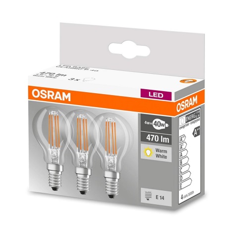 SET 3x LED Glühbirne VINTAGE P40 E14/4W/230V 2700K - Osram