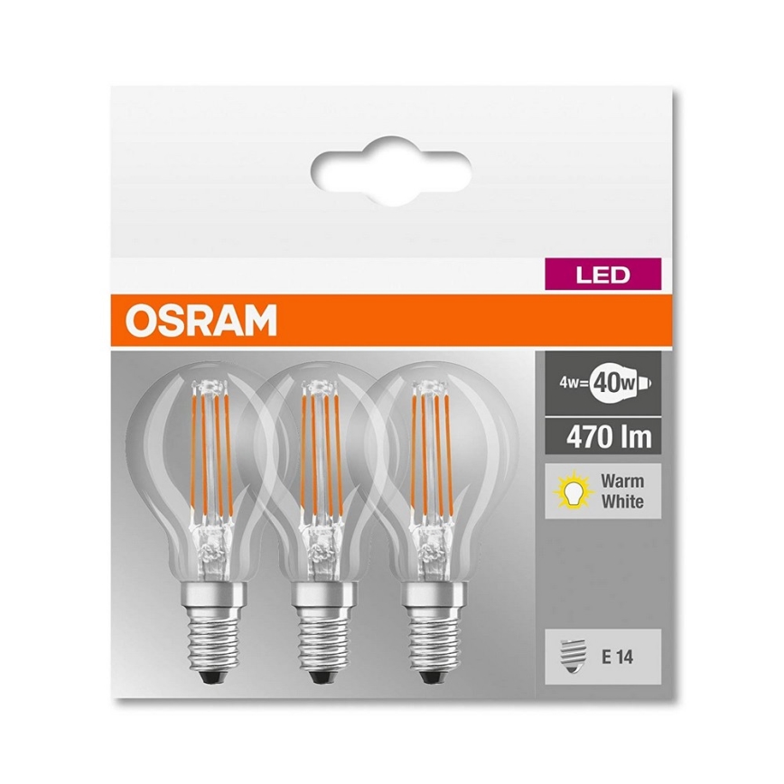 SET 3x LED Glühbirne P40 E14/4W/230V 2700K - Osram