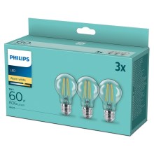 SET 3x LED Glühbirne VINTAGE Philips A60 E27/7W/230V 2700K