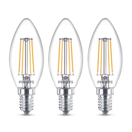 SET 3x LED Glühbirne VINTAGE Philips E14/4,3W/230V 2700K