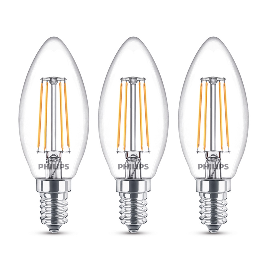 SET 3x LED Glühbirne Philips E14/4,3W/230V 2700K
