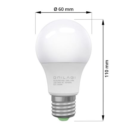 SET 3x LED-Lampe ECOLINE A60 E27/10W/230V 4000K - Brilagi