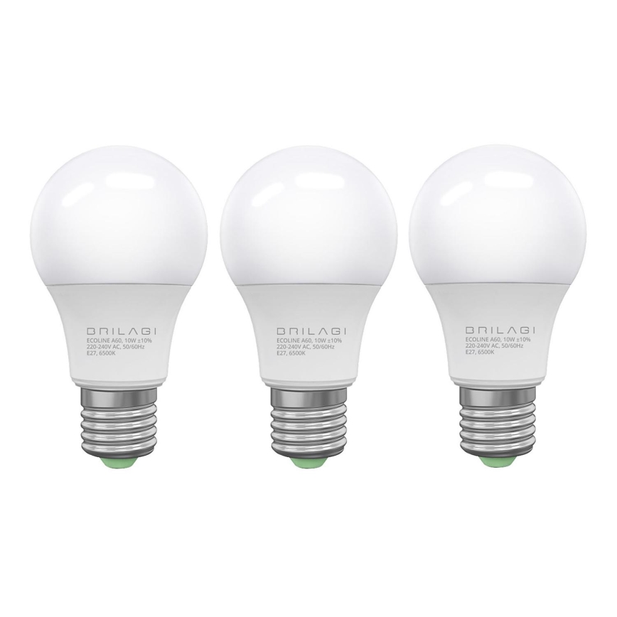 SET 3x LED-Lampe ECOLINE A60 E27/10W/230V 6500K - Brilagi