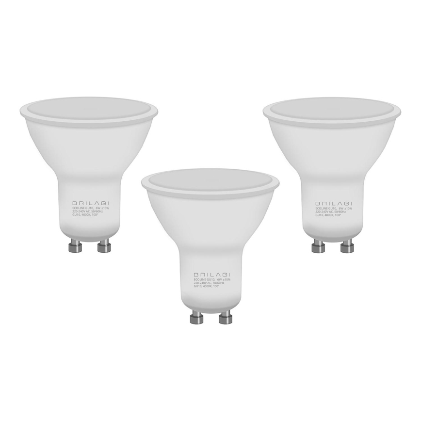 SET 3x LED-Lampe ECOLINE GU10/6W/230V 4000K - Brilagi