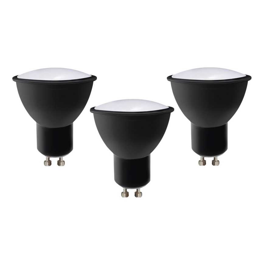 SET 3x LED-Lampe ECOLINE GU10/6W/230V 4000K schwarz - Brilagi