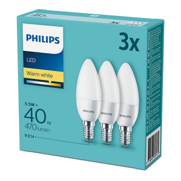 Set 3x LED-Lampe Philips E14/5,5W/230V 2700K