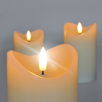 SET 3x LED-Naturwachskerze LED/3xAAA/warmweiβ