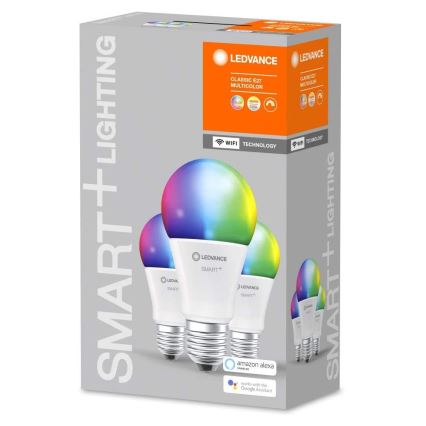 SET 3x LED RGB LED-Dimmbirne SMART+ E27/9W/230V 2700K-6500K Wi-Fi - Ledvance