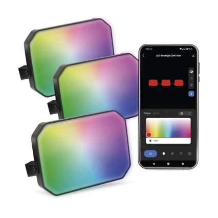 SET 3x LED RGBIC Dimmbarer Outdoor-Strahler GoSmart LED/14W/230V 3000-6500K IP65 Wi-Fi Tuya