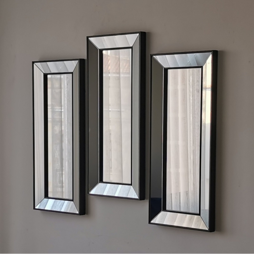 SET 3x Wandspiegel 70x30 cm schwarz