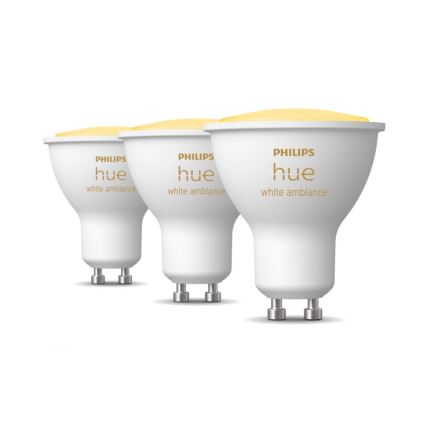 SET 3xLED Dimmbare Glühbirne Philips Hue WHITE AMBIANCE GU10/4,3W/230V 2200-6500